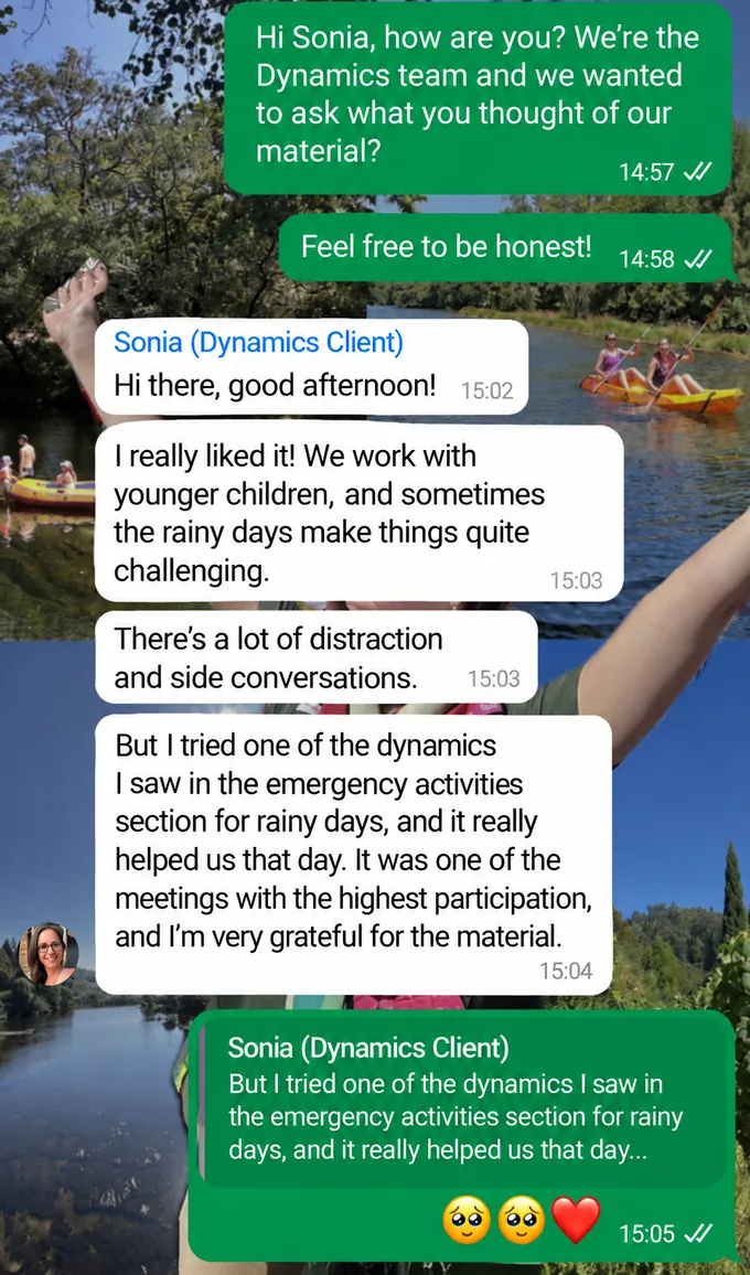 WhatsApp message from Sonia about the material